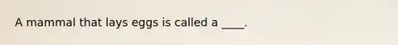 A mammal that lays eggs is called a ____.