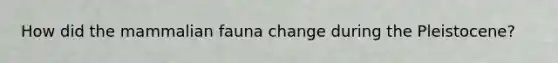 How did the mammalian fauna change during the Pleistocene?