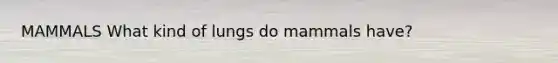 MAMMALS What kind of lungs do mammals have?
