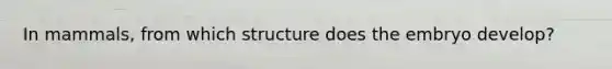 In mammals, from which structure does the embryo develop?