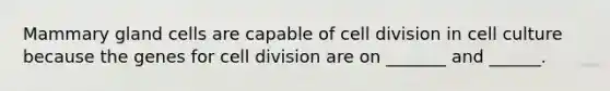 Mammary gland cells are capable of cell division in cell culture because the genes for cell division are on _______ and ______.