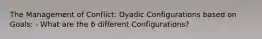 The Management of Conflict: Dyadic Configurations based on Goals: - What are the 6 different Configurations?