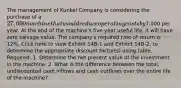 The management of Kunkel Company is considering the purchase of a 27,000 machine that would reduce operating costs by7,000 per year. At the end of the machine's five-year useful life, it will have zero salvage value. The company's required rate of return is 12%. Click here to view Exhibit 14B-1 and Exhibit 14B-2, to determine the appropriate discount factor(s) using table. Required: 1. Determine the net present value of the investment in the machine. 2. What is the difference between the total, undiscounted cash inflows and cash outflows over the entire life of the machine?