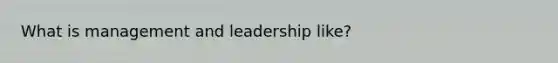 What is management and leadership like?