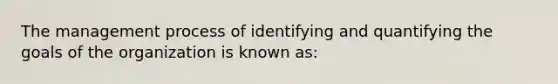 The management process of identifying and quantifying the goals of the organization is known as: