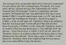 The manager of an automobile dealership is trying to understand if a new bonus plan has increased sales. Previously, the mean sales rate per salesperson was five automobiles per month. Suppose that, the manager conducts a hypothesis test and, based on the hypothesis test, she determines that the p-value equals 0.0062. Using the significance level α=0.05, how would you state the conclusion for the test? - Since the p-value = 0.0062 < 0.05, do not reject H0. Therefore, there is an evidence that the new bonus plan is more efficient than the old one - Since the p-value = 0.0062 < 0.05, reject H0. Therefore, there is an evidence that the new bonus plan is more efficient than the old one. - Since the p-value = 0.0062 < 0.05, do not reject H0. Therefore, there is no evidence that the new bonus plan is more efficient than the old one. - Since the p-value = 0.0062 < 0.05, reject H0. Therefore, there is an evidence that the new bonus plan is no more efficient than the old one.