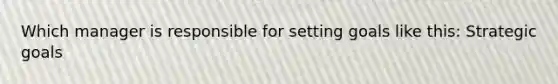 Which manager is responsible for setting goals like this: Strategic goals