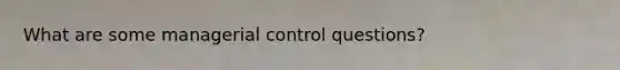 What are some managerial control questions?