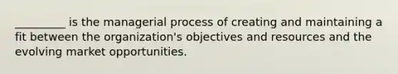 _________ is the managerial process of creating and maintaining a fit between the organization's objectives and resources and the evolving market opportunities.