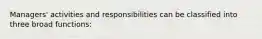 Managers' activities and responsibilities can be classified into three broad functions: