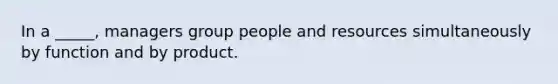 In a _____, managers group people and resources simultaneously by function and by product.