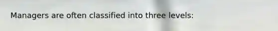Managers are often classified into three levels: