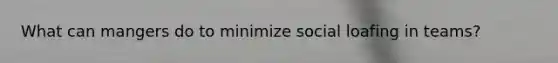 What can mangers do to minimize social loafing in teams?