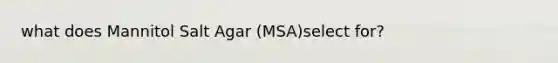 what does Mannitol Salt Agar (MSA)select for?