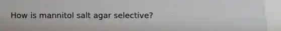 How is mannitol salt agar selective?