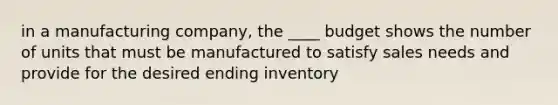 in a manufacturing company, the ____ budget shows the number of units that must be manufactured to satisfy sales needs and provide for the desired ending inventory