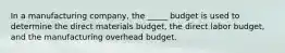 In a manufacturing company, the _____ budget is used to determine the direct materials budget, the direct labor budget, and the manufacturing overhead budget.