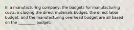 In a manufacturing company, the budgets for manufacturing costs, including the direct materials budget, the direct labor budget, and the manufacturing overhead budget are all based on the _________ budget.