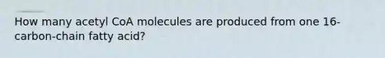 How many acetyl CoA molecules are produced from one 16-carbon-chain fatty acid?