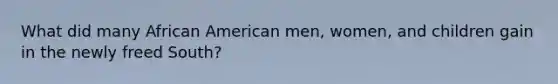 What did many African American men, women, and children gain in the newly freed South?