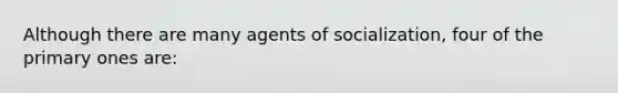 Although there are many agents of socialization, four of the primary ones are: