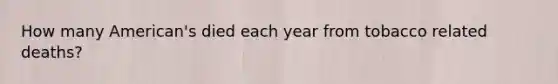 How many American's died each year from tobacco related deaths?