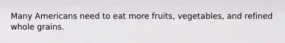 Many Americans need to eat more fruits, vegetables, and refined whole grains.