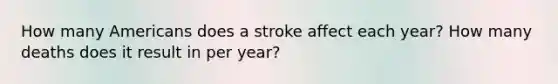 How many Americans does a stroke affect each year? How many deaths does it result in per year?