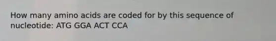 How many amino acids are coded for by this sequence of nucleotide: ATG GGA ACT CCA