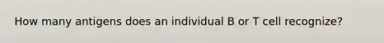 How many antigens does an individual B or T cell recognize?