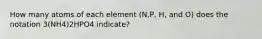 How many atoms of each element (N,P, H, and O) does the notation 3(NH4)2HPO4 indicate?