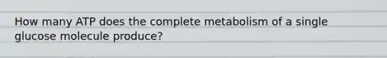 How many ATP does the complete metabolism of a single glucose molecule produce?