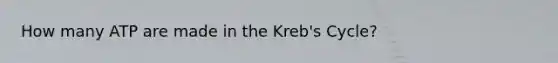 How many ATP are made in the Kreb's Cycle?