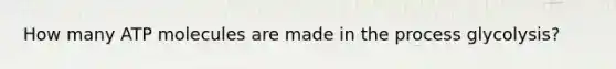 How many ATP molecules are made in the process glycolysis?