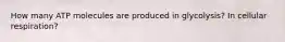 How many ATP molecules are produced in glycolysis? In cellular respiration?