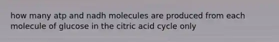 how many atp and nadh molecules are produced from each molecule of glucose in the citric acid cycle only