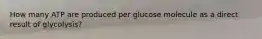 How many ATP are produced per glucose molecule as a direct result of glycolysis?