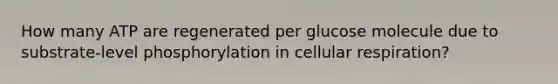 How many ATP are regenerated per glucose molecule due to substrate-level phosphorylation in cellular respiration?