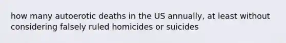 how many autoerotic deaths in the US annually, at least without considering falsely ruled homicides or suicides