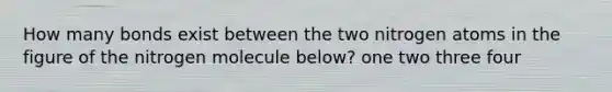 How many bonds exist between the two nitrogen atoms in the figure of the nitrogen molecule below? one two three four
