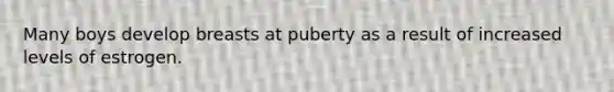 Many boys develop breasts at puberty as a result of increased levels of estrogen.