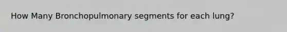 How Many Bronchopulmonary segments for each lung?