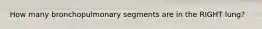 How many bronchopulmonary segments are in the RIGHT lung?