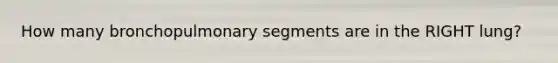 How many bronchopulmonary segments are in the RIGHT lung?