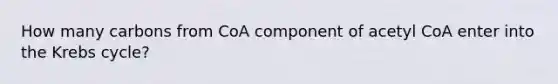 How many carbons from CoA component of acetyl CoA enter into the Krebs cycle?