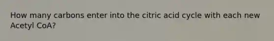 How many carbons enter into the citric acid cycle with each new Acetyl CoA?