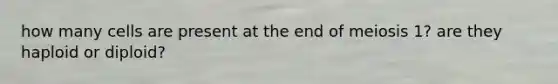 how many cells are present at the end of meiosis 1? are they haploid or diploid?