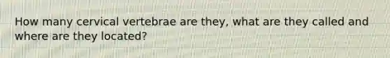 How many cervical vertebrae are they, what are they called and where are they located?