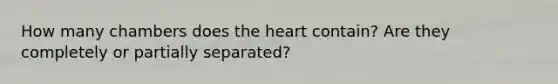 How many chambers does the heart contain? Are they completely or partially separated?