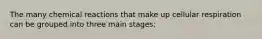 The many chemical reactions that make up cellular respiration can be grouped into three main stages: